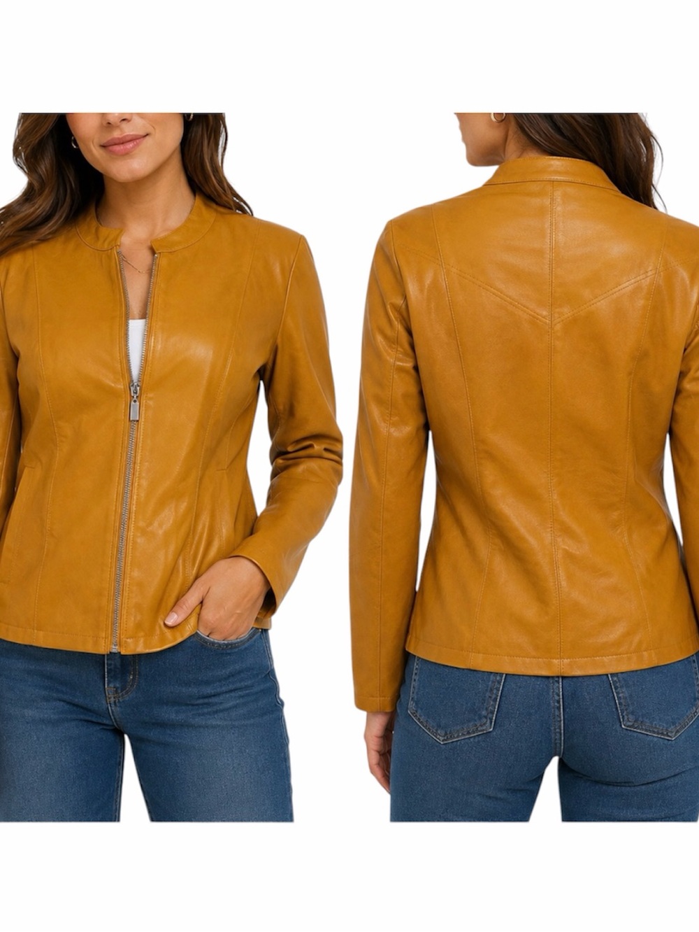 Alfani Sleek Faux Leather Biker Jacket – Women’s SZ L